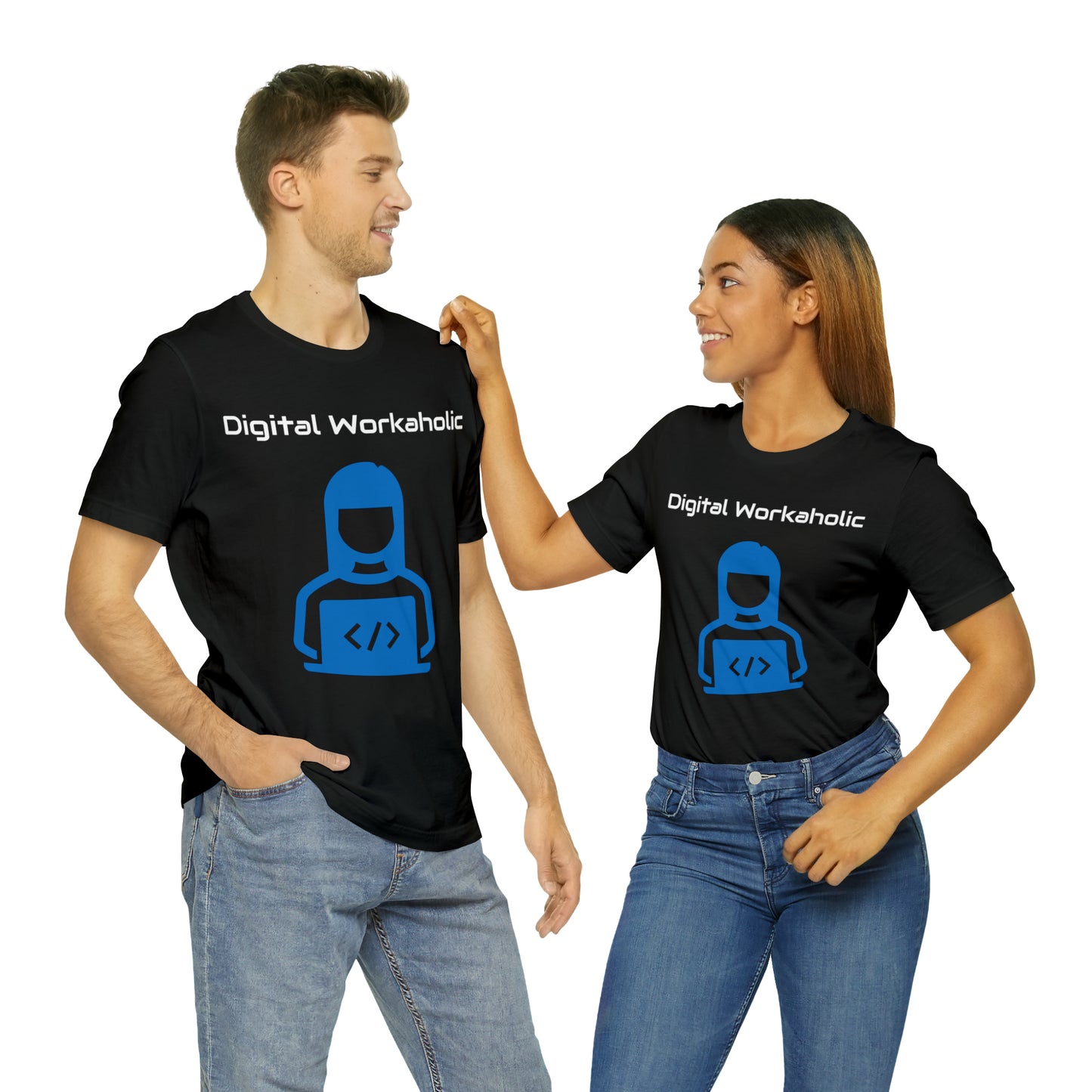 Digital Workaholic Part time Alcoholic Tee (Blue SW)